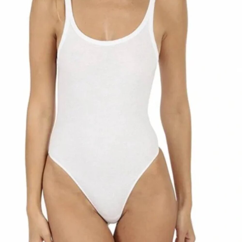 Re/Done White Ribbed Bodysuit - Picture 3 of 4